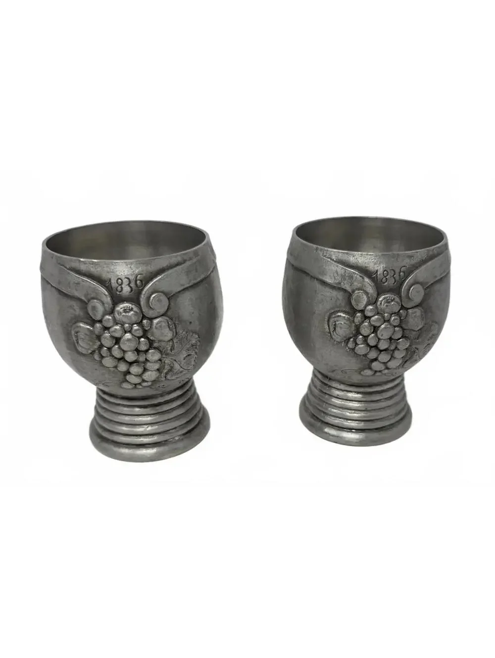 Vintage Artina SKS Zinn 95% Pewter Pitcher & 2 Goblets Grape Set